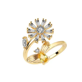 100% 925 Sterling Silver Fantasy Čaro Slnka, Kvet Tvar Otočná Módne Prst Prstene Pre Ženy Nastaviteľné Žena Jemné Šperky