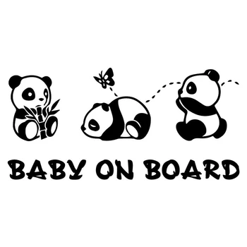Roztomilá Panda Dieťa V Aute Výstražné Nálepky Auto Okno Dekorácie Osobnosti Pvc Nepremokavé Auto Nálepky, Čierna/biela, 18 cm * 8 cm