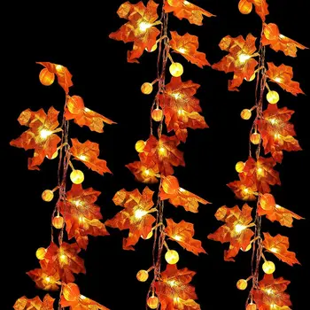 4M 40leds Jeseň, Javorové Listy String Svetlá Halloween 3D Pumpkin LED Svetlá pre Halloween, Vianoce, deň Vďakyvzdania Dovolenku Strany Lampa