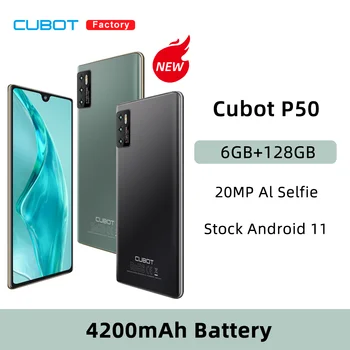 2022 Nový Príchod Cubot P50 Smartphone Android 6GB RAM, 128 GB ROM 4200mAh 6.217 palcový NFC 20MP AI Kamery, Mobilné Telefóny, mobilné