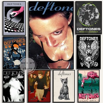 Vintage Deftones Spevák Umenie Plagáty Band Music Tour Kryt Plátno na Maľovanie na Stenu Umenia, Tlače Obrázku Nordic pre Domáce Bar, Kaviareň Dekor
